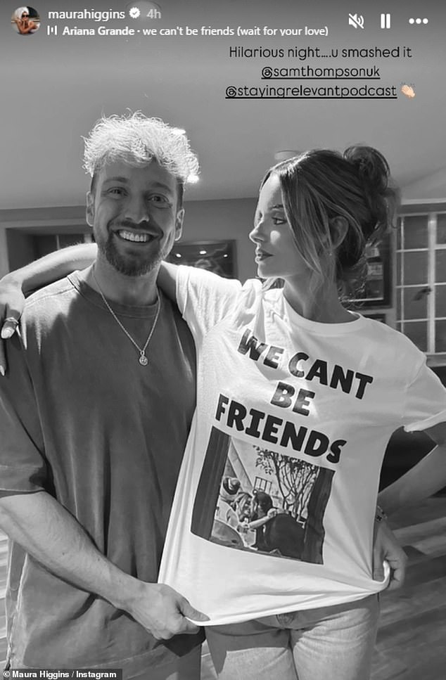 Maura broke her silence on romance rumors with Pete earlier this month while supporting him and his best friend Sam Thompson (pictured) with a funny t-shirt on her podcast show.