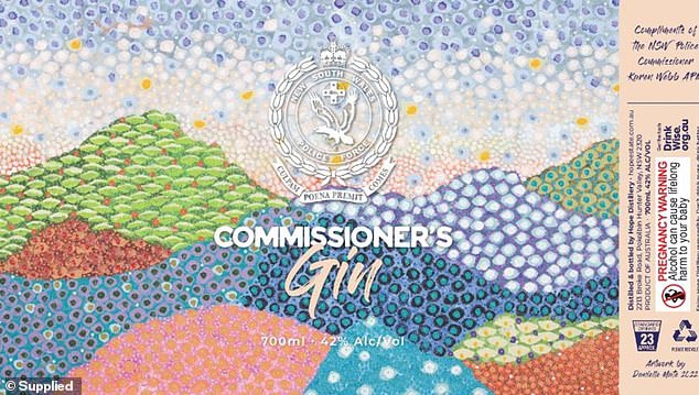 Pictured: The final label, featuring the Aboriginal artwork, which was approved and paid for by the New South Wales Police.