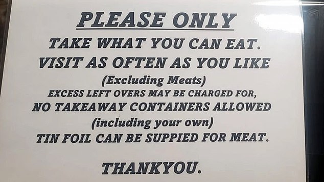 The pub has a clear policy around the £12 all-you-can-eat carvery hanging on its walls.