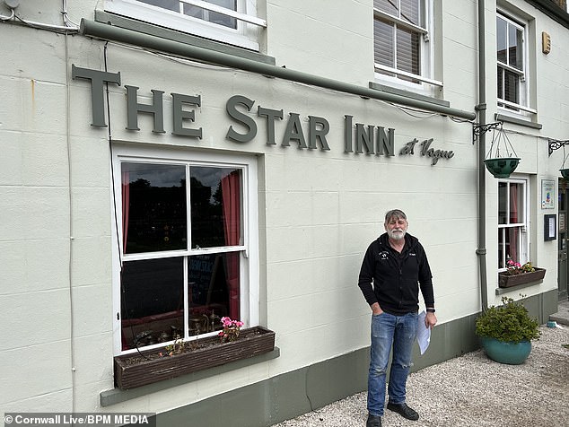 Pub owner Mark Graham photographed outside the Starr Inn at Vogue in Redruth, Cornwall