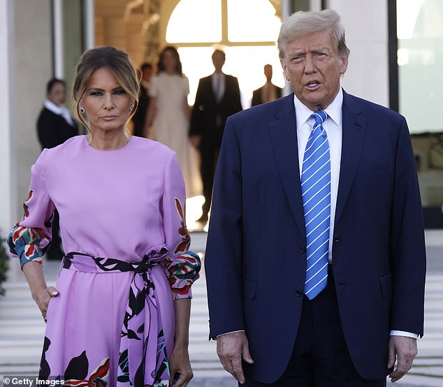 Melania, pictured here with Trump in April 2024, says she has 