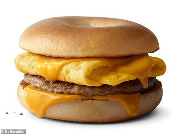 McDonald's is bringing back breakfast bagels in four varieties, including the sausage variant shown here.