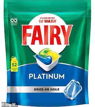 As the cost of living crisis continues, Big W has dropped the price of Fairy Platinum All In One Lemon Automatic Dishwasher Tablets to just $23 for a 52-pack