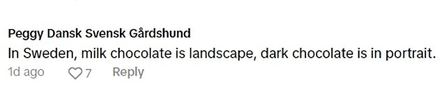 TikTok users took to the comments section to express their disbelief at their discovery, as well as what chocolate packaging is like in their own countries.