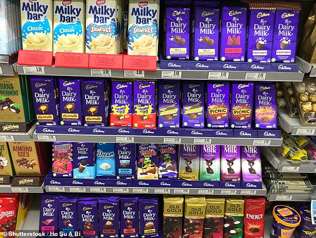 Cadbury Dairy Milk bars and other chocolate brands are sold in longitudinal packs in Australian supermarkets (pictured)