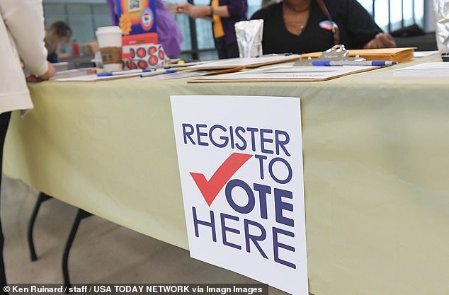 Volunteers helping to register voters in South Carolina on September 17, 2024