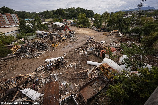 Debris is seen here after the storm hit Asheville, leaving the area devastated.