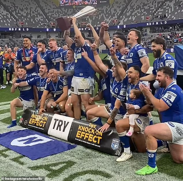 Pictured: Newtown celebrate their grand final victory over North Sydney last Sunday