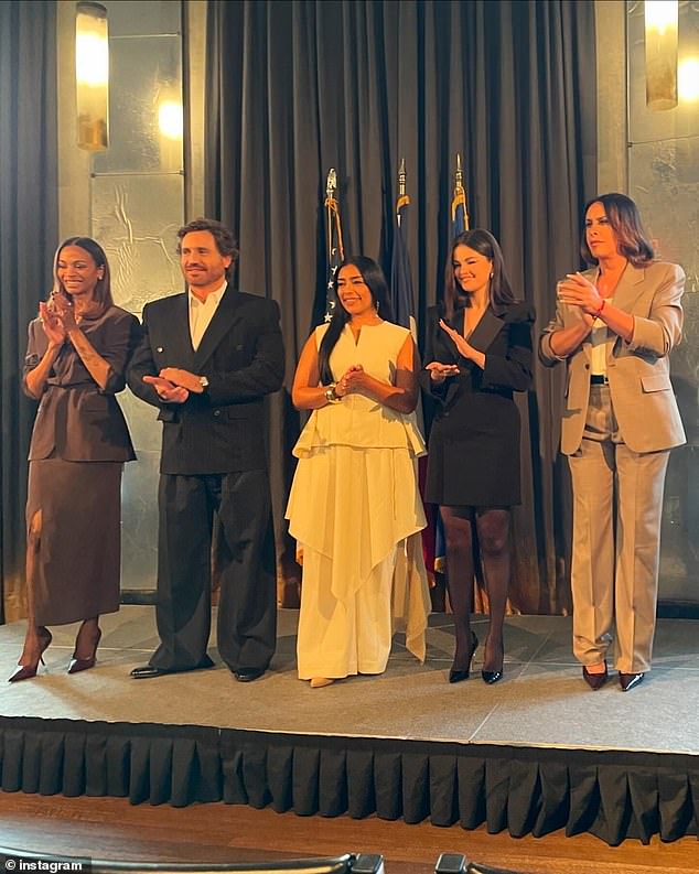 Gómez and the rest of Emilia Pérez's cast received the Ordre des Arts et des Lettres at Villa Albertine, the French Institute for Culture and Education, in New York.