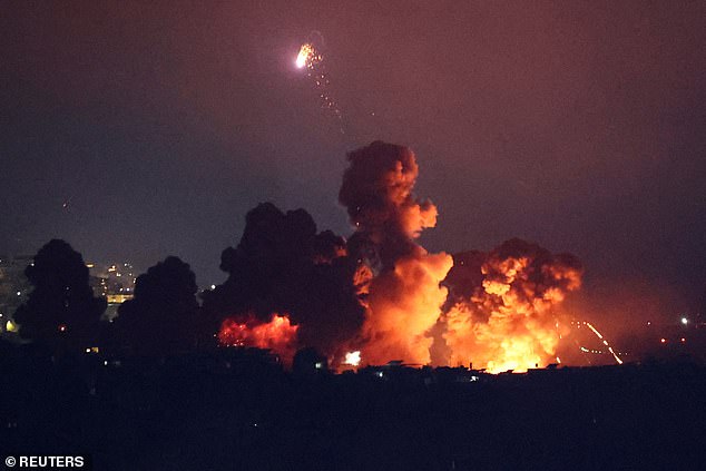 Smoke rises after an explosion in the southern suburbs of Beirut following an attack on October 3.