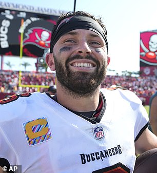 Mayfield dressed for the Buccaneers