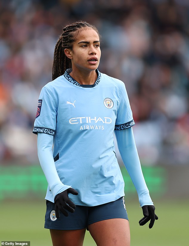 The Matildas star (pictured playing for Manchester City last month) took home one of Australian football's top honors this week.