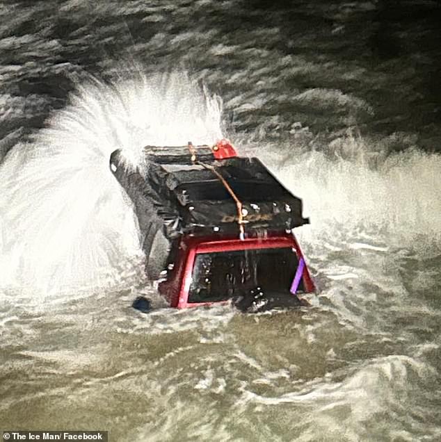 Locals mocked the Twin Meadows at Rainbow Beach, near Noosa Heads in Queensland, after they got stuck on Tuesday (pictured).