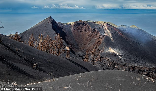 Martin walks to the Tajogaite volcano (seen here), which erupted on the Spanish island in 2021. 