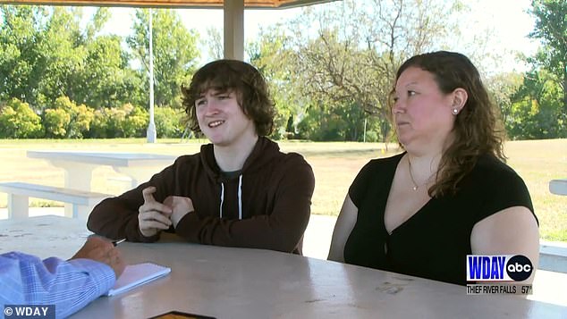 Dutcher, pictured with his mother Catherine, said during the chase that he thought to himself: 