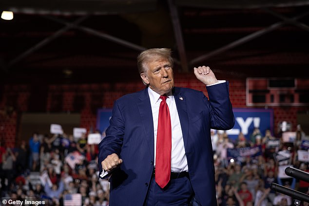 Vance's clip comes after a 165-page court filing revealed Wednesday provided a look at the evidence and testimony prosecutors plan to present if the case accusing Trump of an illegal plot to overturn the 2020 election goes to trial. . Pictured: Trump concludes a rally at Saginaw Valley State University on October 3, in Saginaw, Michigan.