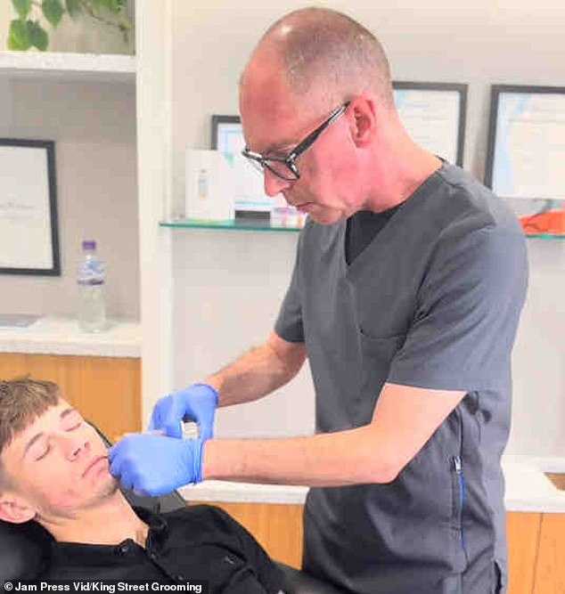 Beautician Dr Patrick Robson (right) has an increasing number of male patients requesting facial treatment. 