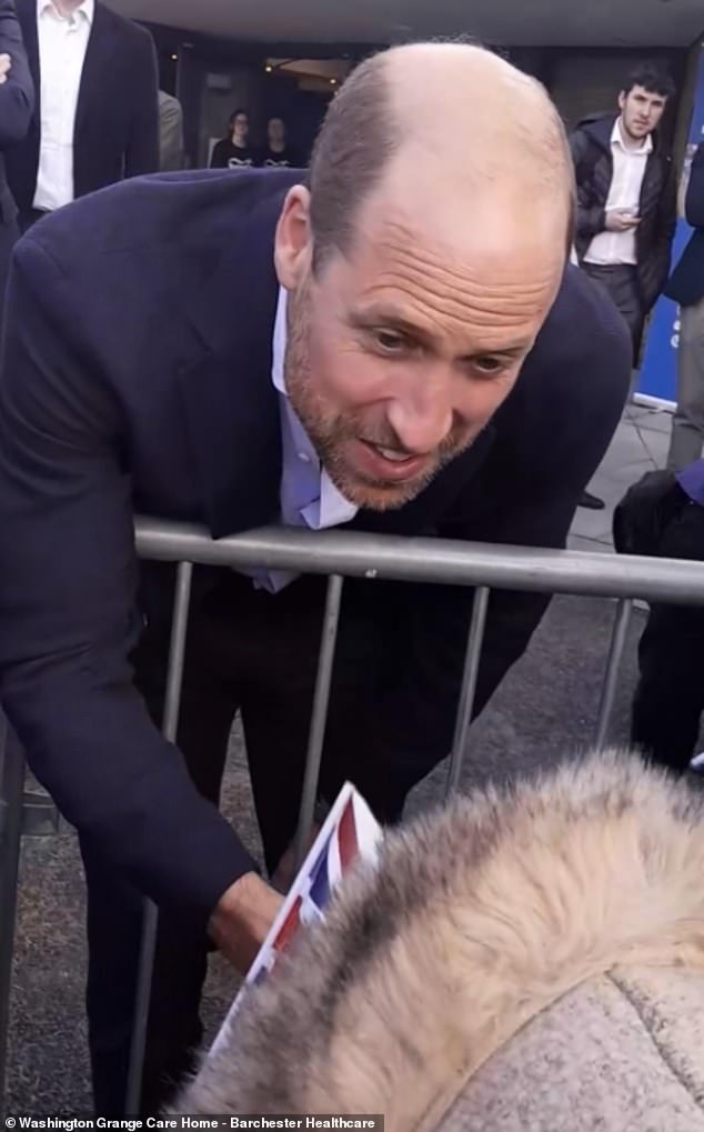 Prince William chatted with Mavis, who sweetly told him about her connection to the community pool.