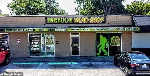 The almost believable stunt appears to be an ad for Oklahoma-based company Bigfoot Head Shop.