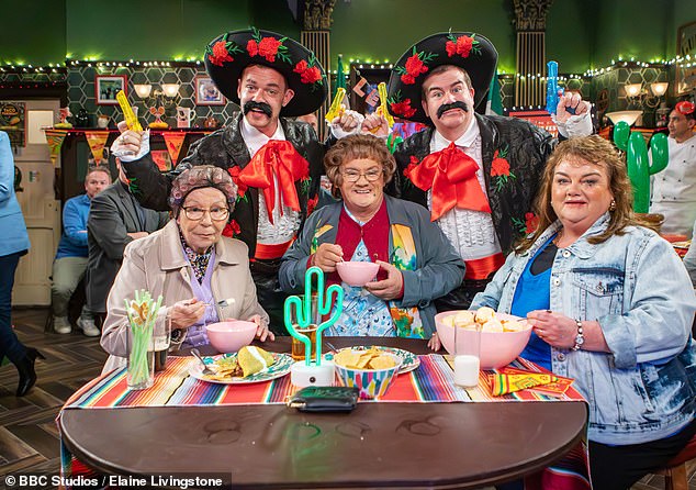 Brenda's sister Eilish O'Carroll plays best friend to her alter ego Winnie McGoogan (left), while her son Danny O'Carroll (top left) plays Buster Brady (pictured alongside June Rodgers and Paddy Houlihan).