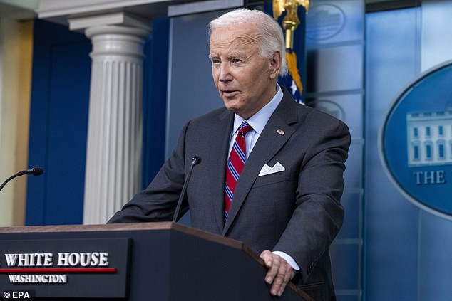 President Biden's surprise appearance in the White House briefing room came just as Harris was supposed to speak. It was the first time he had appeared there as president for a briefing.