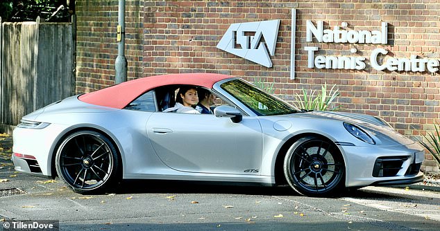 Tennis star Emma Raducanu pictured arriving for practice in £150,000 Porsche