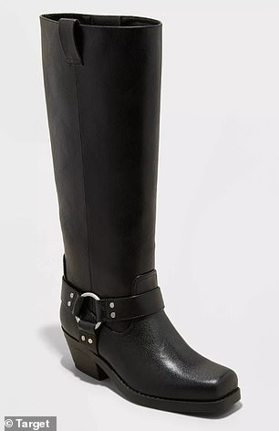 The Target Women's Oakley Harness Boots are $44.99 (pictured), while the Frye Tall Leather Harness Biker Boots are $498