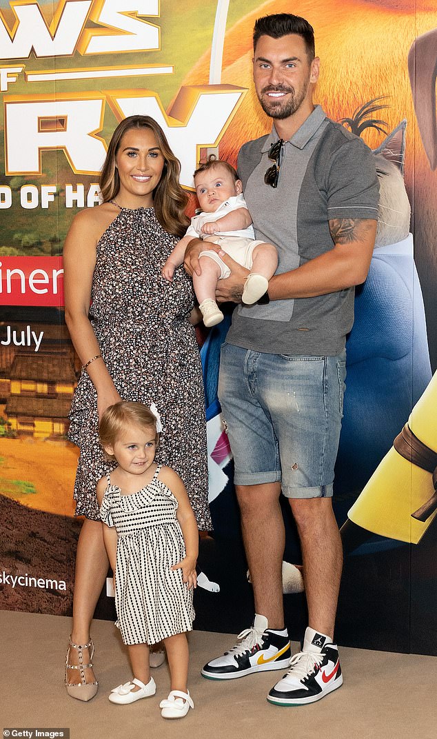 Chloe banned Lauryn from attending their wedding at Grant Hall (Chloe pictured with husband Grant and children Isla, four, and Hudson, two, in 2022)