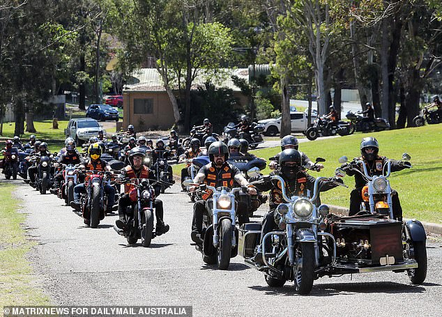 The former Bandidos president, also known as Bandido George, was brought to the service in a motorcycle sidecar from the Hastings District Funeral Home.