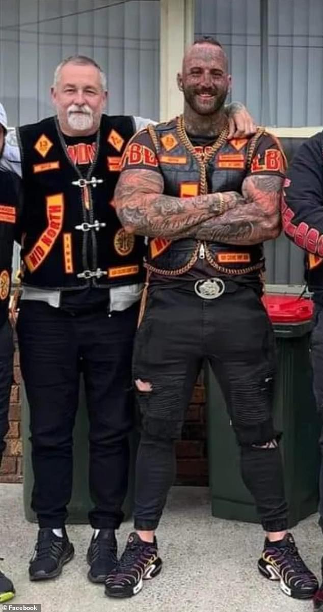 Rhyan Allan (right) shared a photo of him and Martin with his Bandidos team after his death.