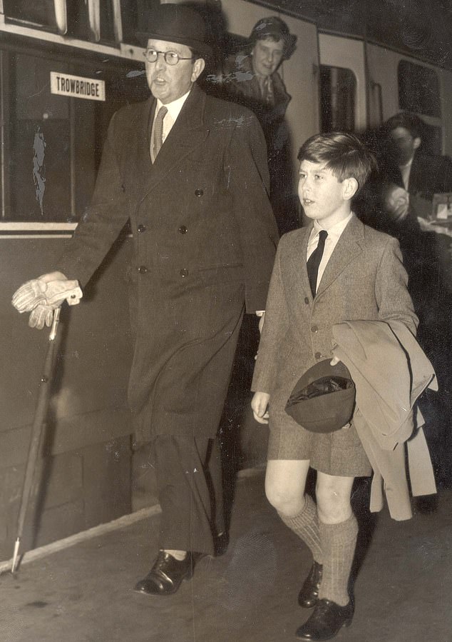 Colville accompanies 11-year-old Prince Charles on his return to school after Christmas 1959.