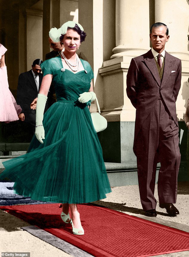 Queen Elizabeth and Prince Philip attended a garden party during their tour of Australia in 1954.