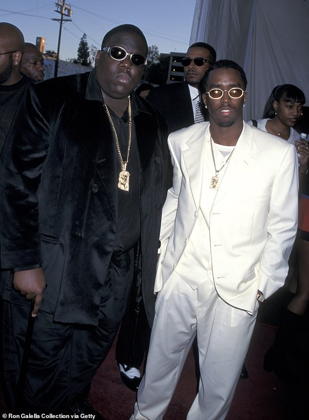 Diddy and Notorious BIG (pictured together) were on the 'East Side' of a rap rivalry that took over hip hop in the 1990s, with Tupac on the 'West Side'.