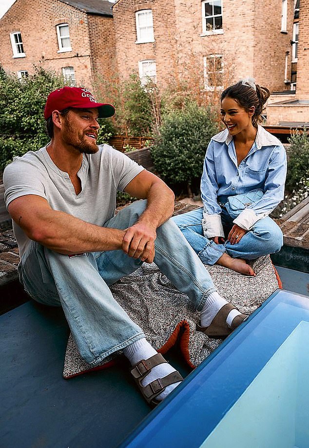 Louise and Ryan on the terrace of their house in London