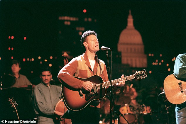 Country singer Lyle Lovett performing on an Austin college campus in 2000, when Hannaford says the city had a more eclectic music scene.