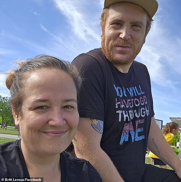 Britt Leroux, pictured with her partner John Reh, was subjected to cruel harassment after clashing with Pollock over his support for LGBTQ rights.