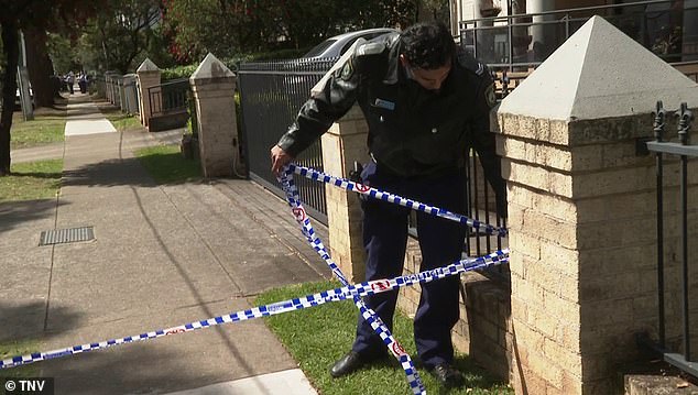 Police cordoned off an area of ​​the apartment block