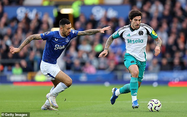 Sandro Tonali wasted possession before being substituted in the second half