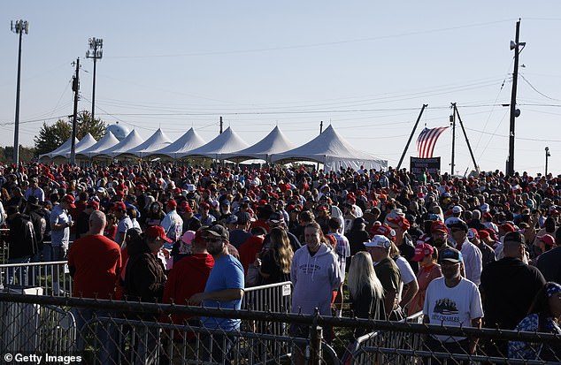 Thousands of Trump supporters streamed through the gates early Saturday morning and approached the fence where they hoped to see the president in the evening.