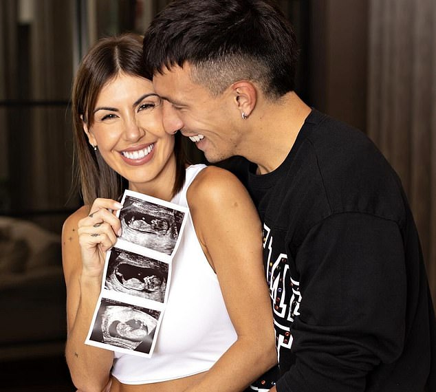 Posting on Instagram, the couple shared images of their first baby scan.