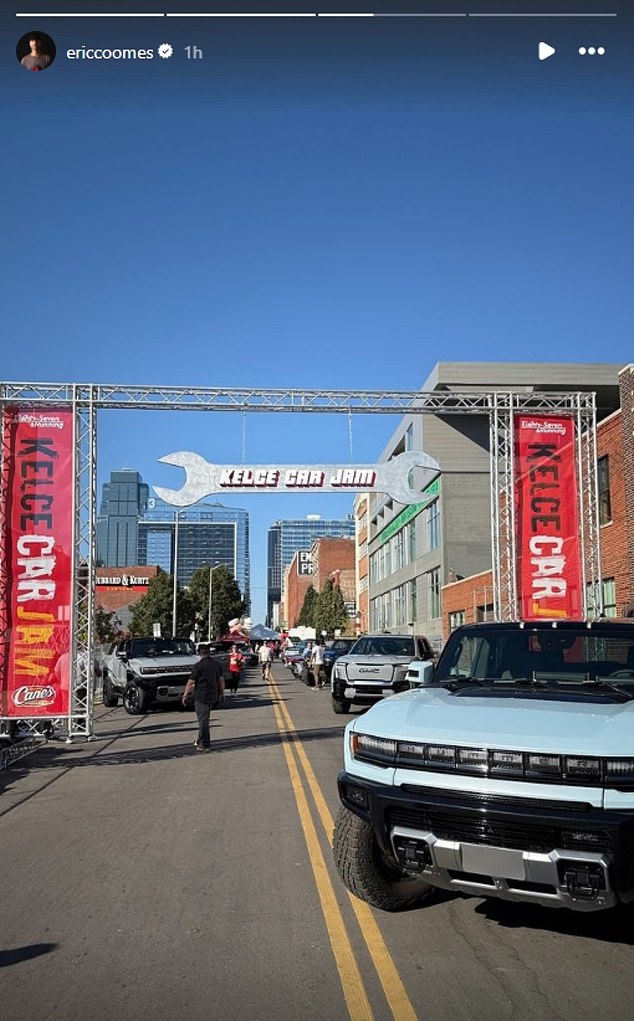 Several luxury cars can be seen on Kansas City roads ahead of the Kelce Car Jam event