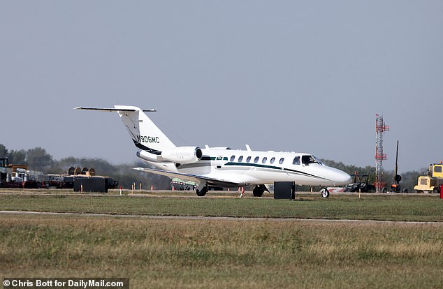 The former Eagles center, recently retired, landed after arriving on his private jet