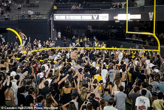 The goal posts were removed from the stadium and throughout the city of Nashville for hours.