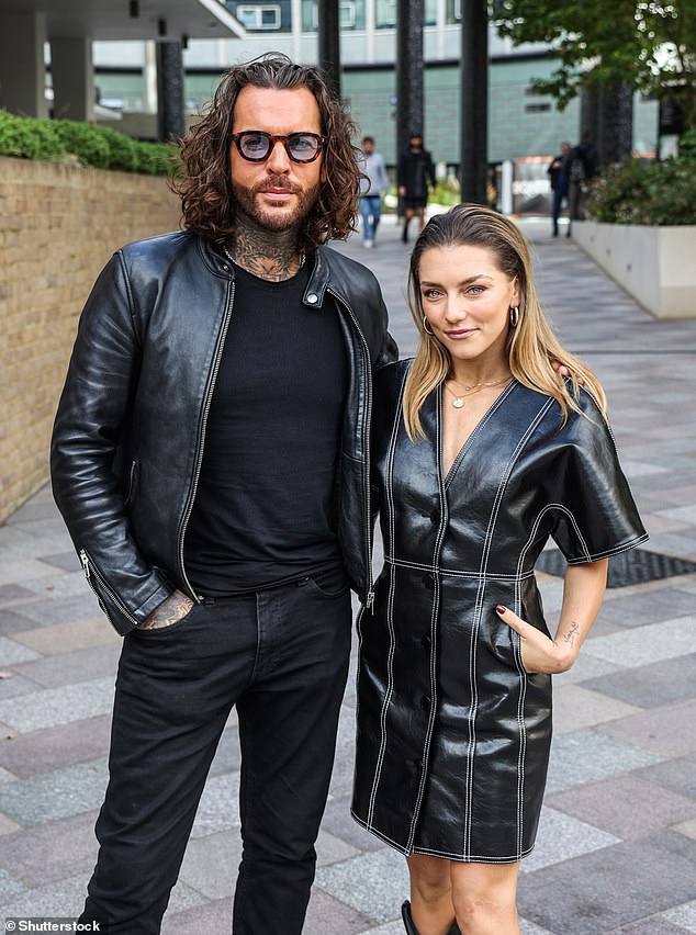 "Strictly come dance" Duo Peter Wicks and Jowita Przystal are seen in coordinated leather outfits as they leave the Television Center in London.