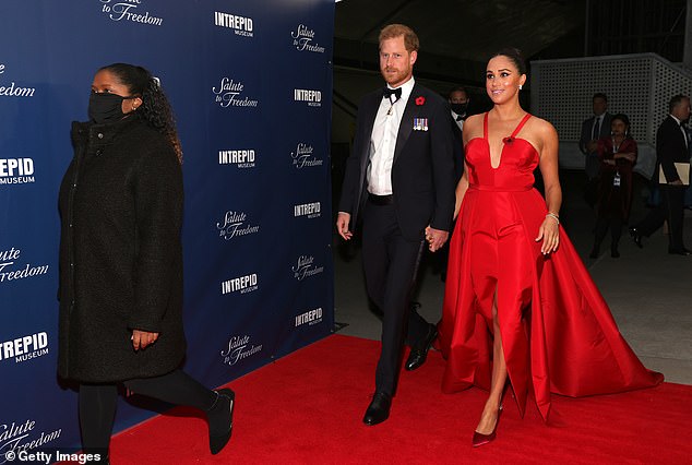 Markle, 43, previously wore the stunning dress to a 2021 gala in New York City to celebrate the military on the eve of Veterans Day in the US and Armistice Day in Britain.