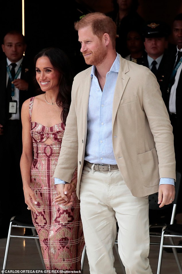 Meghan and Harry in Colombia in August when they visited the country as representatives of their Archewell Foundation.