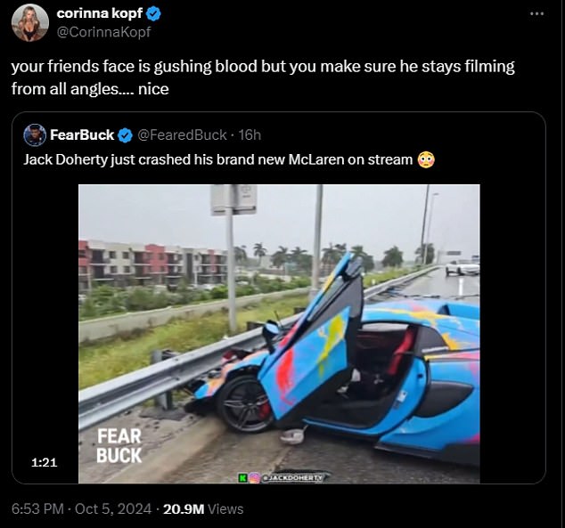 1728218135 66 Shocking moment YouTuber Jack Doherty crashes his 300000 McLaren and