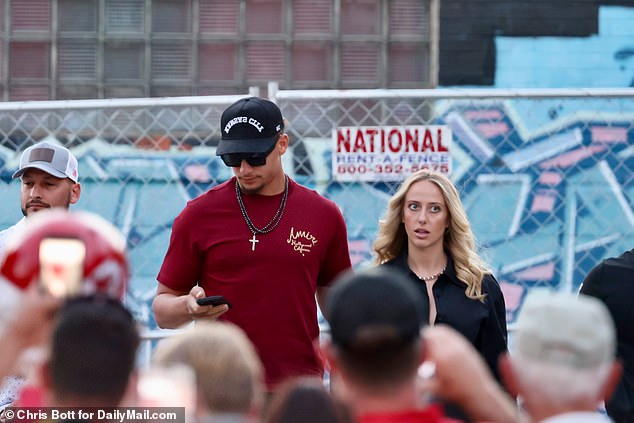 Mahomes and his wife Brittany attended the event to show their support for the Kelce Car Jam.