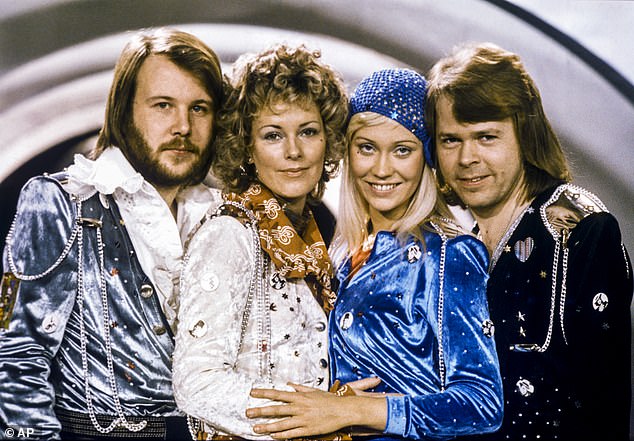 They joined forces two years later in 1971, the year before Abba formed, and welcomed their children together, Linda, 49, and Peter, 44, before separating in 1979 (LR Benny, Anni-Frid, Agnetha and Björn in 1974).