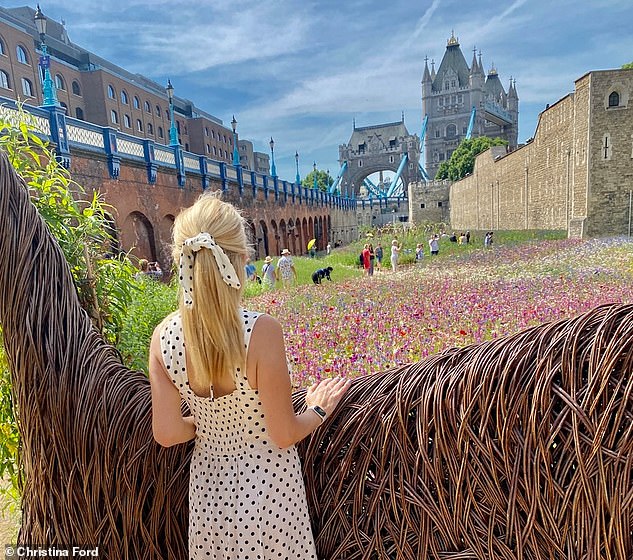 Christina is pictured above at the Tower of London. He says that the best way to get around the capital is by public transport